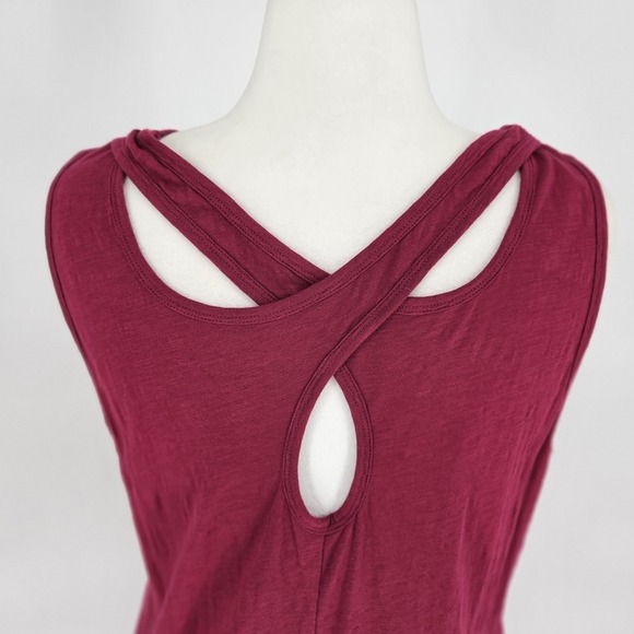 Soft Surroundings Berry Wine Crisscross Back Midi Dress Large 28867 Cotton Rayon - Picture 6 of 9